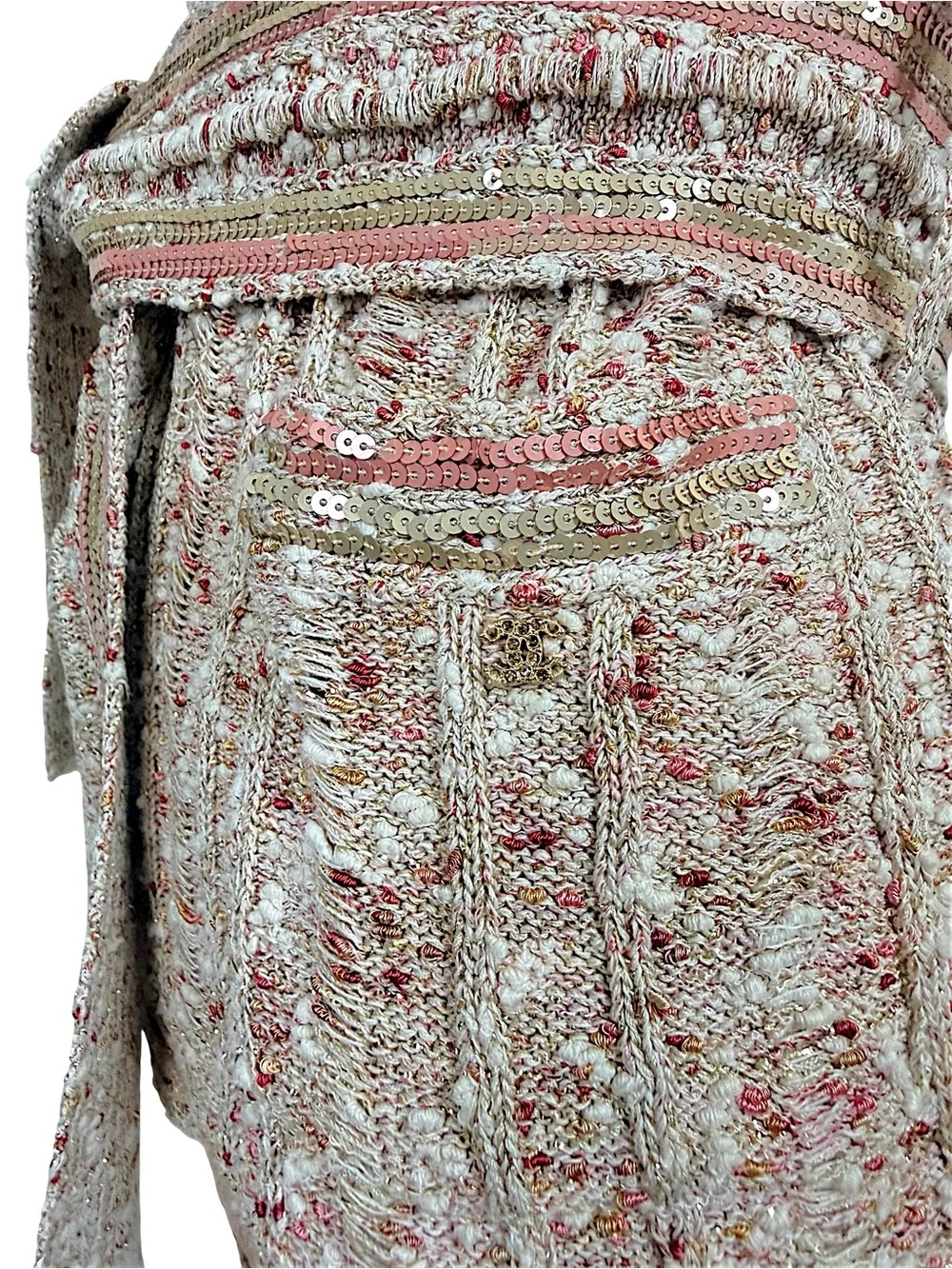 Chanel 06P Spring 2006 Sequin Belted Knit Cardigan Jacket
